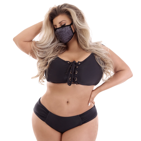 BLACK PAISLEY FACE MASK