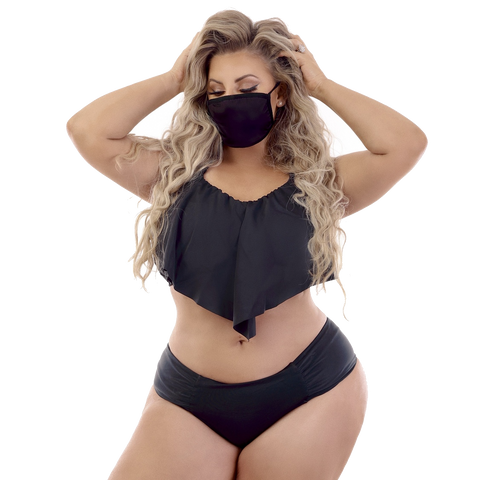 BLACK ADJUSTABLE FACE MASK