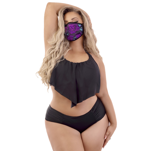 PURPLE ROSE FACE MASK